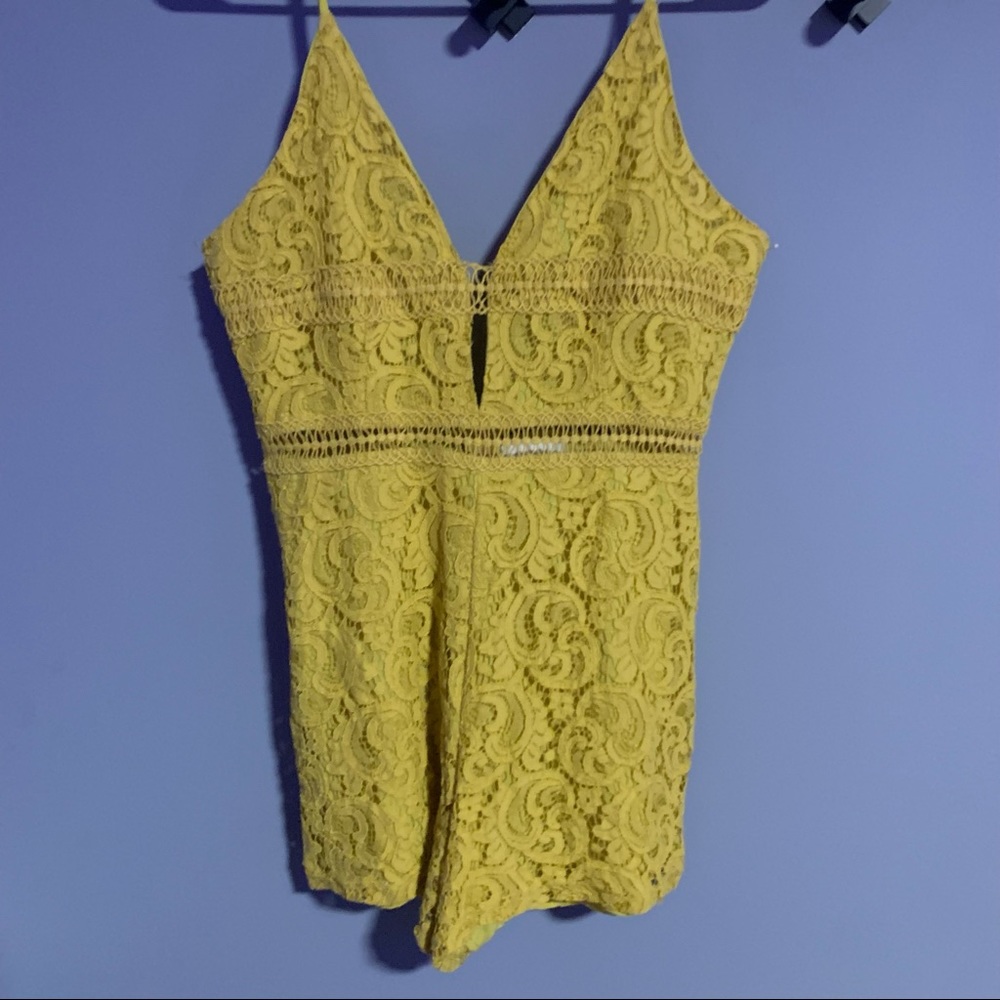 SugarLips Yellow Lace Romper